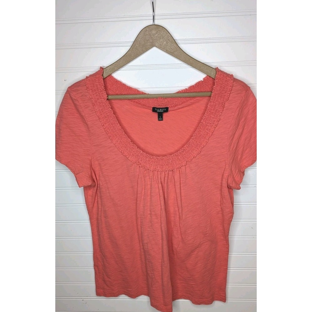 Talbots Women's Short Sleeve Top Large 100% Cotton‎ Lightweight Airy Breathable